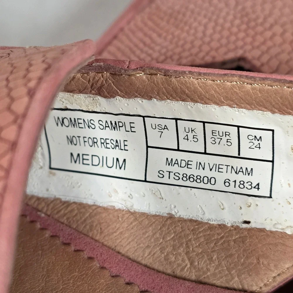 Sperry Saybrook Slingback Loafers Women 7 Pink Snakeskin Nubuck Flats Adjustable